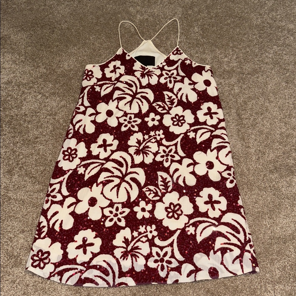 J Crew Collection red sequin tropical mini dress - size 2. M - Picture 8 of 9